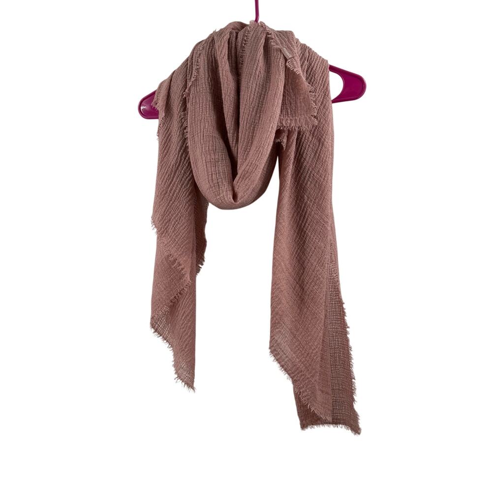 FatFace Scarf Women's One Size Gauze Crinkle Pink Textured Light Blanket Fringe